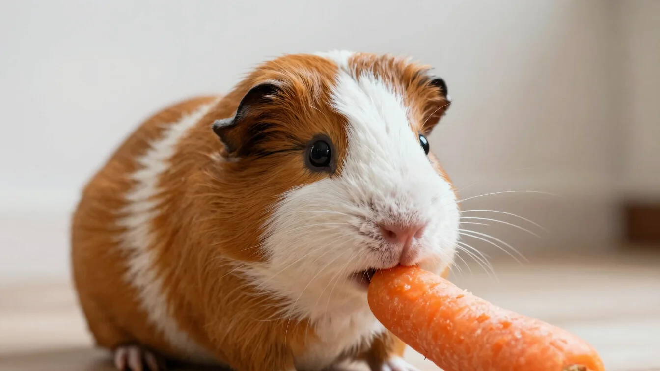 Eye-level close-up of a curious guinea pig, Pip, with soft natura